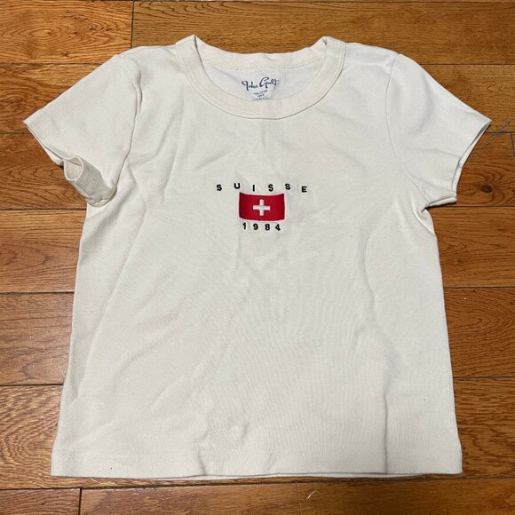 NWOT Brandy Melville Ashlyn Swiss Flag Top T-shirt - Picture 1 of 2